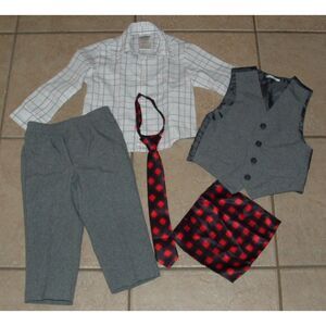 CALVIN KLEIN Boys Sz 2 Toddler Gray Pants, Vest & Long Sleeve Shirt Church Suit